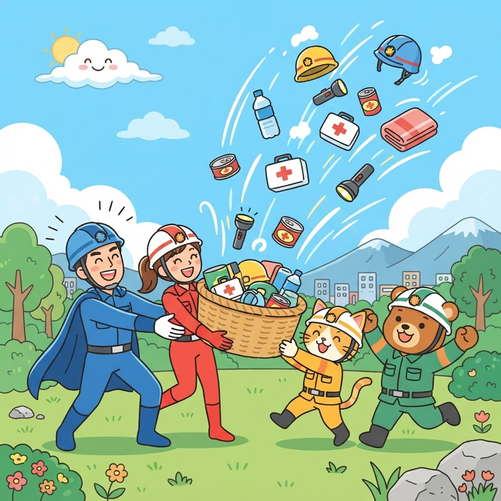 ご縁繋ぎヒーローキャラの避難訓練キャッチでGO のゲーム画面イメージ